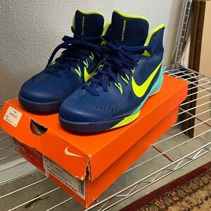 Nike Hyperdunk Blue and Green Athletic Sneakers with Mesh Upper